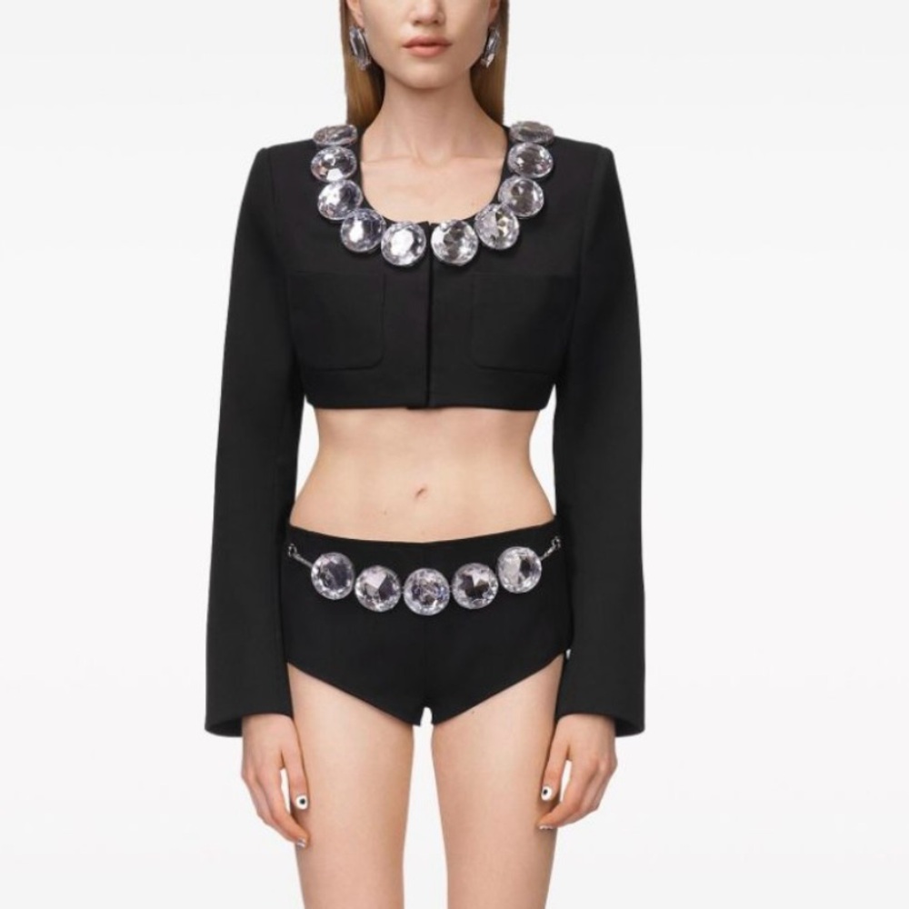 AREA Crystal Embellished cripped jacked